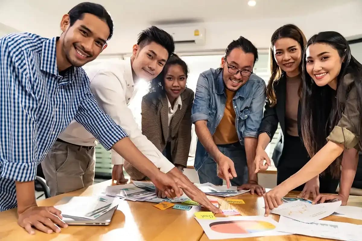 A team working through choices together during A Different Game